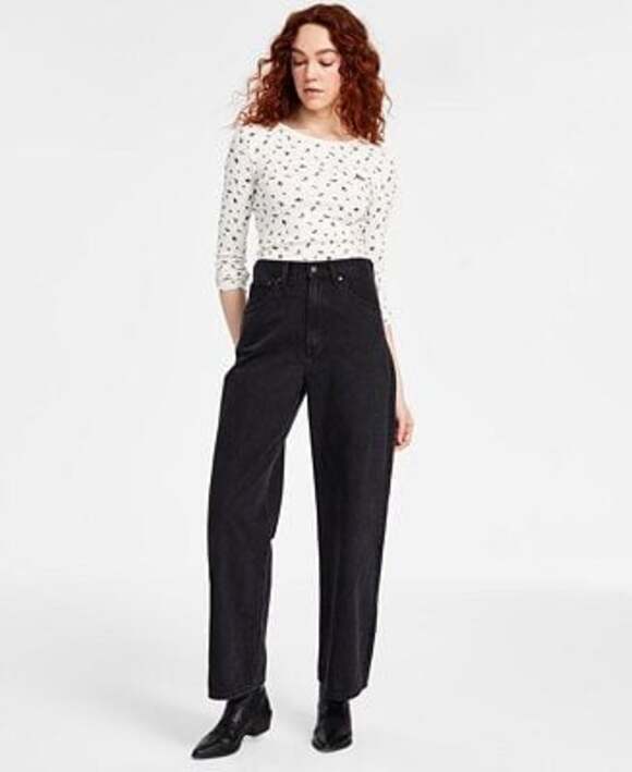 Levi's Denim - Levi's High Waisted Barrel Jeans Black Wide Leg Denim - Size 31x31